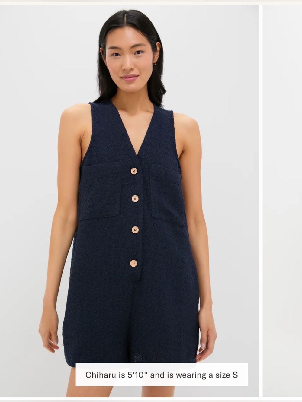 Tuckernuck Navy V-Neck Button Romper